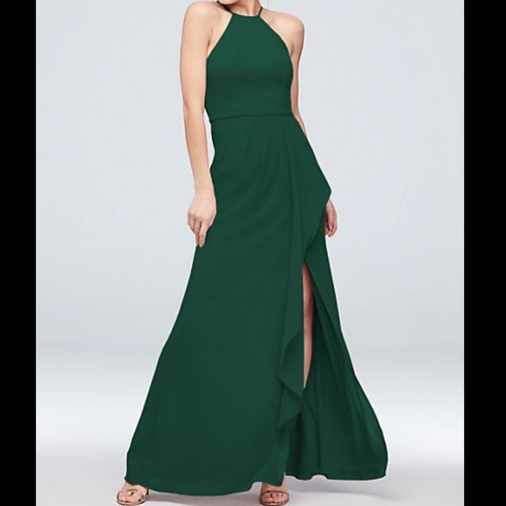 High-Neck Chiffon Bridesmaid Dress with Cascade